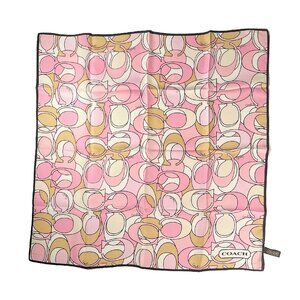 Vintage Coach Silk Scarf – Pink Signature Print – 26.5" Square
